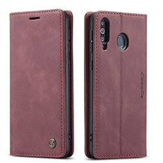 Coque Portefeuille Livre Cuir Etui Clapet C01S pour Samsung Galaxy M30 Vin Rouge