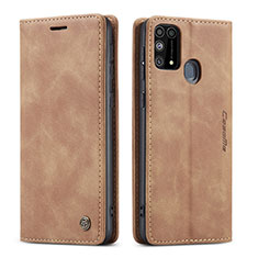 Coque Portefeuille Livre Cuir Etui Clapet C01S pour Samsung Galaxy M31 Prime Edition Brun Clair