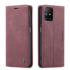 Coque Portefeuille Livre Cuir Etui Clapet C01S pour Samsung Galaxy M51 Vin Rouge