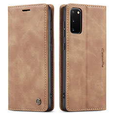 Coque Portefeuille Livre Cuir Etui Clapet C01S pour Samsung Galaxy S20 Brun Clair