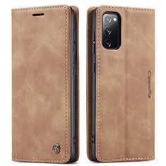 Coque Portefeuille Livre Cuir Etui Clapet C01S pour Samsung Galaxy S20 FE 4G Brun Clair