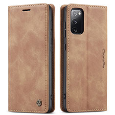 Coque Portefeuille Livre Cuir Etui Clapet C01S pour Samsung Galaxy S20 FE 5G Brun Clair
