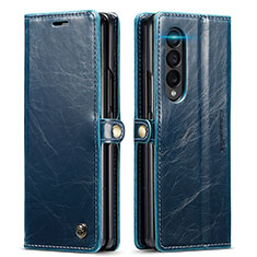Coque Portefeuille Livre Cuir Etui Clapet C01S pour Samsung Galaxy Z Fold3 5G Bleu