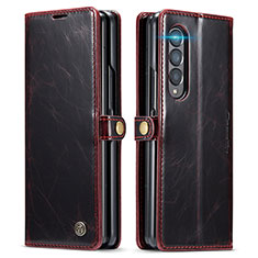 Coque Portefeuille Livre Cuir Etui Clapet C01S pour Samsung Galaxy Z Fold3 5G Vin Rouge