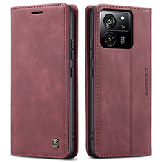 Coque Portefeuille Livre Cuir Etui Clapet C01S pour Xiaomi Mi 13T 5G Vin Rouge