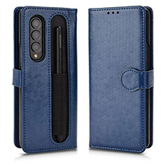 Coque Portefeuille Livre Cuir Etui Clapet C01X pour Samsung Galaxy Z Fold3 5G Bleu