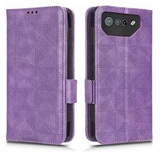 Coque Portefeuille Livre Cuir Etui Clapet C02X pour Asus ROG Phone 7 Ultimate Violet