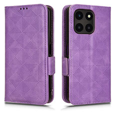 Coque Portefeuille Livre Cuir Etui Clapet C02X pour Huawei Honor X6a Violet