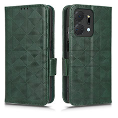 Coque Portefeuille Livre Cuir Etui Clapet C02X pour Huawei Honor X7a Vert