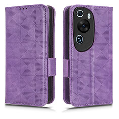 Coque Portefeuille Livre Cuir Etui Clapet C02X pour Huawei P60 Art Violet