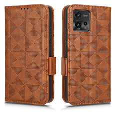 Coque Portefeuille Livre Cuir Etui Clapet C02X pour Motorola Moto G72 Marron