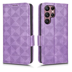 Coque Portefeuille Livre Cuir Etui Clapet C02X pour Samsung Galaxy S23 Ultra 5G Violet