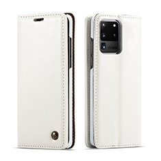 Coque Portefeuille Livre Cuir Etui Clapet C03S pour Samsung Galaxy S20 Ultra 5G Blanc