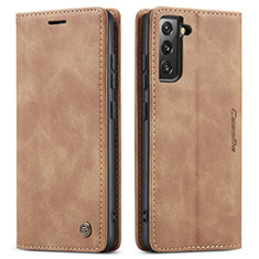 Coque Portefeuille Livre Cuir Etui Clapet C03S pour Samsung Galaxy S21 5G Brun Clair