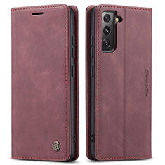 Coque Portefeuille Livre Cuir Etui Clapet C03S pour Samsung Galaxy S21 5G Vin Rouge