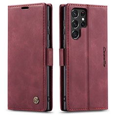 Coque Portefeuille Livre Cuir Etui Clapet C03S pour Samsung Galaxy S21 Ultra 5G Vin Rouge