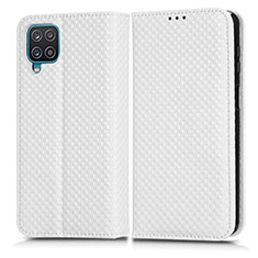 Coque Portefeuille Livre Cuir Etui Clapet C03X pour Samsung Galaxy M12 Blanc
