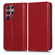 Coque Portefeuille Livre Cuir Etui Clapet C03X pour Samsung Galaxy S22 Ultra 5G Rouge