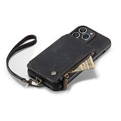 Coque Portefeuille Livre Cuir Etui Clapet C04S pour Apple iPhone 14 Pro Max Noir