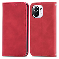 Coque Portefeuille Livre Cuir Etui Clapet C05 pour Xiaomi Mi 11 5G Rouge