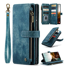 Coque Portefeuille Livre Cuir Etui Clapet C07S pour Samsung Galaxy S22 Ultra 5G Bleu