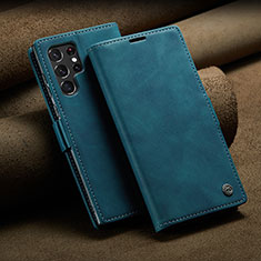 Coque Portefeuille Livre Cuir Etui Clapet C10S pour Samsung Galaxy S21 Ultra 5G Bleu