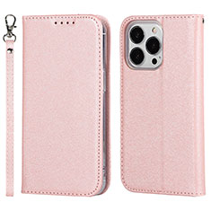 Coque Portefeuille Livre Cuir Etui Clapet D01T pour Apple iPhone 15 Pro Rose