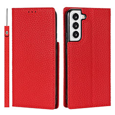 Coque Portefeuille Livre Cuir Etui Clapet D01T pour Samsung Galaxy S21 5G Rouge