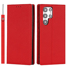 Coque Portefeuille Livre Cuir Etui Clapet D01T pour Samsung Galaxy S21 Ultra 5G Rouge