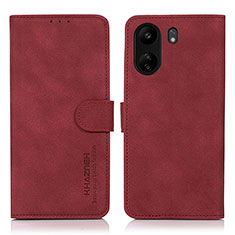 Coque Portefeuille Livre Cuir Etui Clapet D01Y pour Xiaomi Redmi 13C Rouge