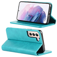 Coque Portefeuille Livre Cuir Etui Clapet D04T pour Samsung Galaxy S21 Plus 5G Bleu Ciel