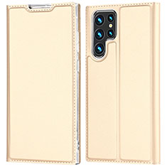 Coque Portefeuille Livre Cuir Etui Clapet D05T pour Samsung Galaxy S21 Ultra 5G Or