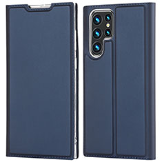 Coque Portefeuille Livre Cuir Etui Clapet D05T pour Samsung Galaxy S22 Ultra 5G Bleu