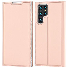 Coque Portefeuille Livre Cuir Etui Clapet D05T pour Samsung Galaxy S22 Ultra 5G Or Rose