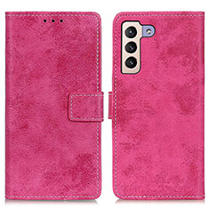 Coque Portefeuille Livre Cuir Etui Clapet D05Y pour Samsung Galaxy S21 5G Rose Rouge