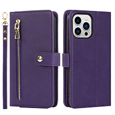 Coque Portefeuille Livre Cuir Etui Clapet D06T pour Apple iPhone 14 Pro Violet