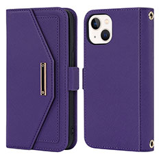 Coque Portefeuille Livre Cuir Etui Clapet D07T pour Apple iPhone 13 Violet