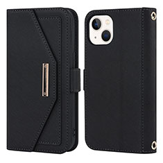 Coque Portefeuille Livre Cuir Etui Clapet D07T pour Apple iPhone 14 Noir