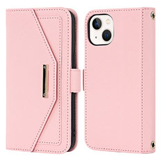 Coque Portefeuille Livre Cuir Etui Clapet D07T pour Apple iPhone 14 Or Rose