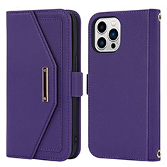 Coque Portefeuille Livre Cuir Etui Clapet D07T pour Apple iPhone 14 Pro Violet