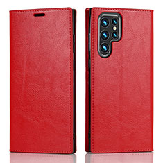 Coque Portefeuille Livre Cuir Etui Clapet D07T pour Samsung Galaxy S21 Ultra 5G Rouge