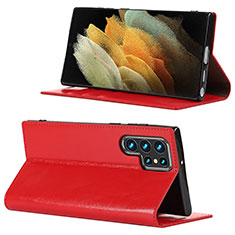Coque Portefeuille Livre Cuir Etui Clapet D08T pour Samsung Galaxy S21 Ultra 5G Rouge