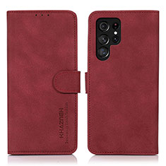 Coque Portefeuille Livre Cuir Etui Clapet D08Y pour Samsung Galaxy S21 Ultra 5G Rouge