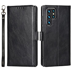 Coque Portefeuille Livre Cuir Etui Clapet D09T pour Samsung Galaxy S22 Ultra 5G Noir