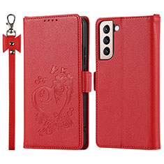 Coque Portefeuille Livre Cuir Etui Clapet D11T pour Samsung Galaxy S22 5G Rouge