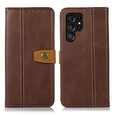 Coque Portefeuille Livre Cuir Etui Clapet D11T pour Samsung Galaxy S23 Ultra 5G Marron