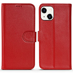 Coque Portefeuille Livre Cuir Etui Clapet DL1 pour Apple iPhone 14 Plus Rose Rouge