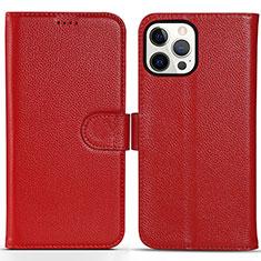 Coque Portefeuille Livre Cuir Etui Clapet DL1 pour Apple iPhone 14 Pro Max Rose Rouge