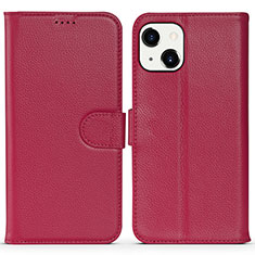 Coque Portefeuille Livre Cuir Etui Clapet DL1 pour Apple iPhone 15 Rose Rouge