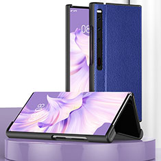 Coque Portefeuille Livre Cuir Etui Clapet DL2 pour Huawei Mate Xs 2 Bleu